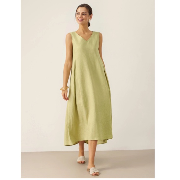 100% Linen Sleeveless A-Line Maxi Dress TARA - Picture 10 of 10